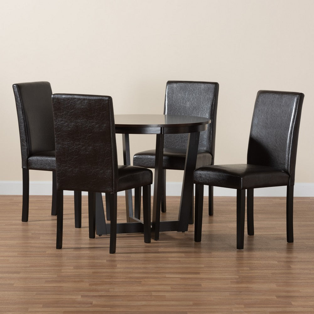Baxton Studio - Bruna Dining Set in Dark Brown/Espresso Brown - Bruna-Dark Brown-5PC Dining Set view 9
