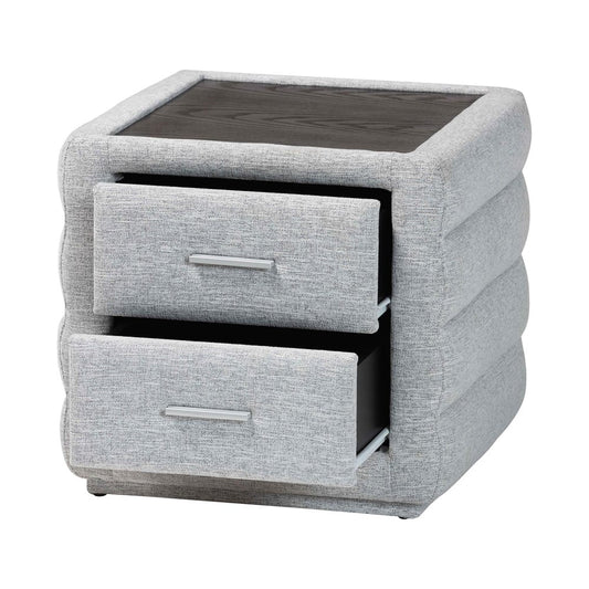 Baxton Studio - Cadmus Nightstand in Light Grey - BBT3224.11 A1-Light Grey-NS view 2