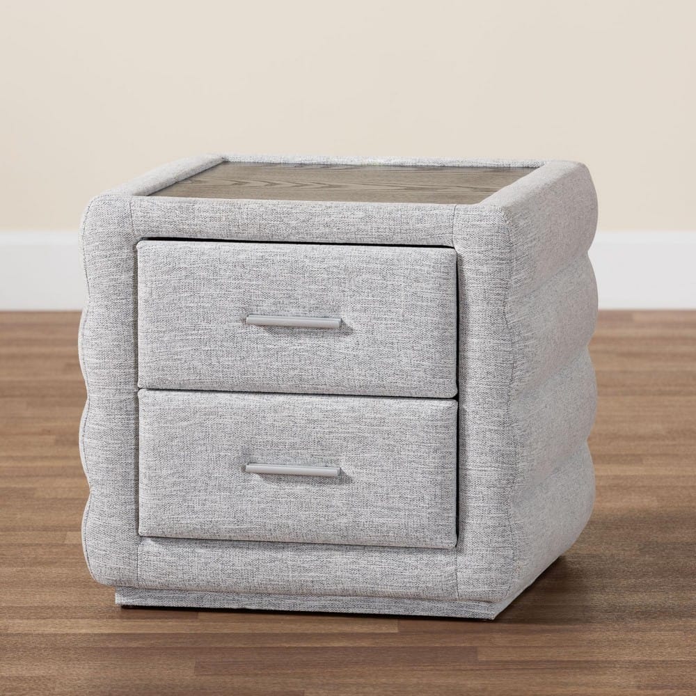 Baxton Studio - Cadmus Nightstand in Light Grey - BBT3224.11 A1-Light Grey-NS view 9