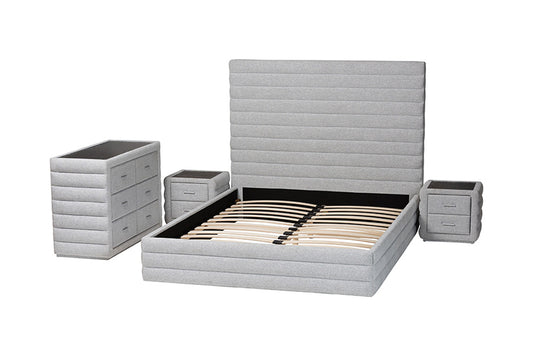 Baxton Studio - Cadmus Queen Bedroom Set - BBT61237-Light Grey-Queen 4PC Bedroom Set view 2