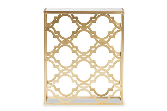 Baxton Studio - Calanthe Outdoor End Table - H01-93949-Metal/Marble-Console view 2