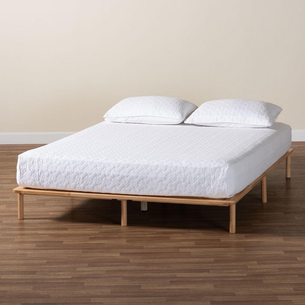 Baxton Studio - Calhoun Queen Size Bed Frame in Natural Brown - BBT61200-Natural-Queen view 7