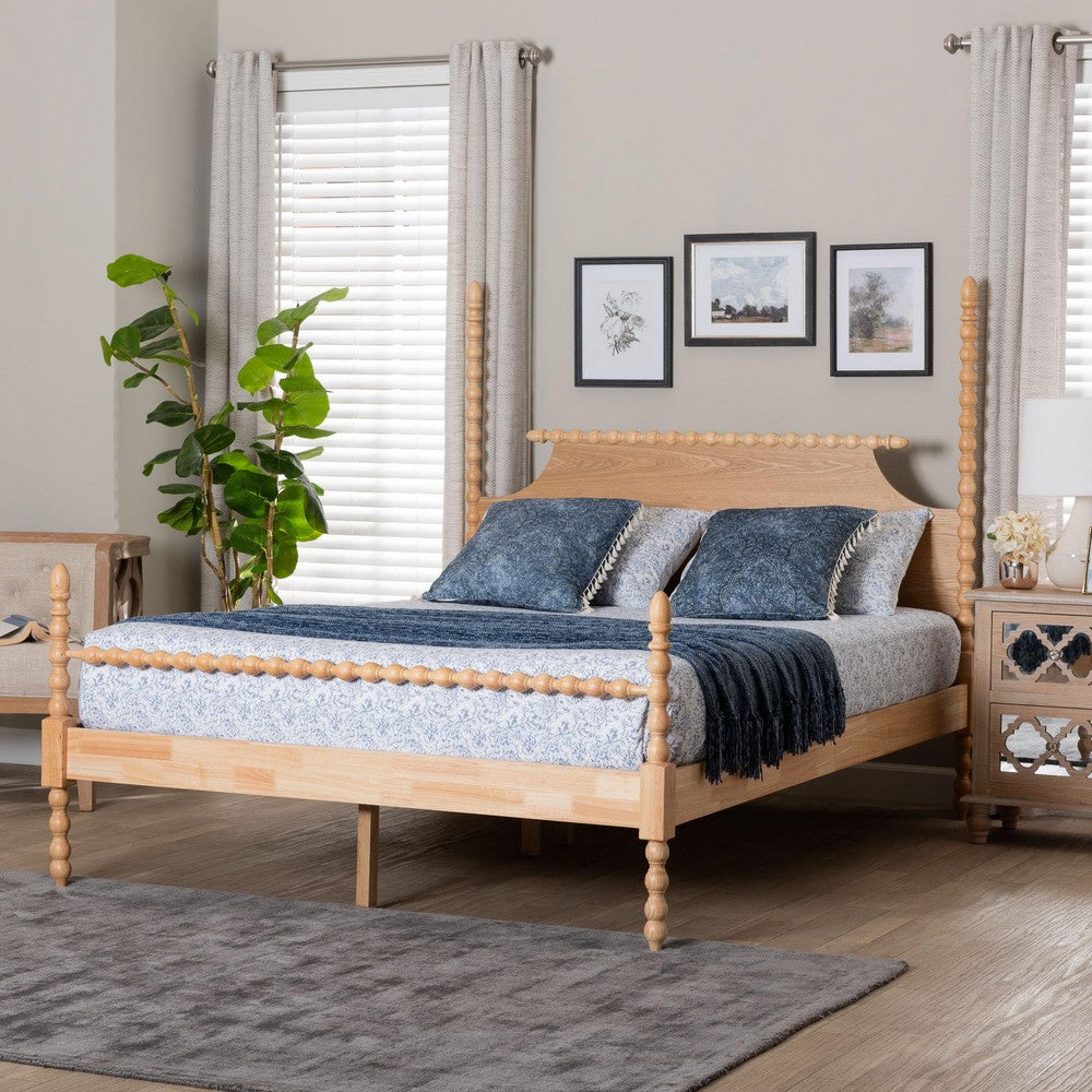 Baxton Studio - Caliana King Size Bed in Natural Brown - SW8638-Natural-King Poster Bed view 7