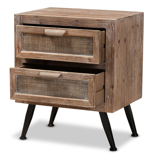 Baxton Studio - Calida End Table in Natural Brown/Black - JYCR19B-007-Rattan-ET view 2
