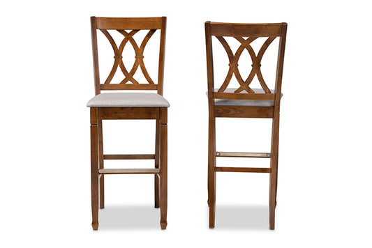 Baxton Studio - Calista Barstool Set of 2 - RH316B-Grey/Walnut-BS view 2