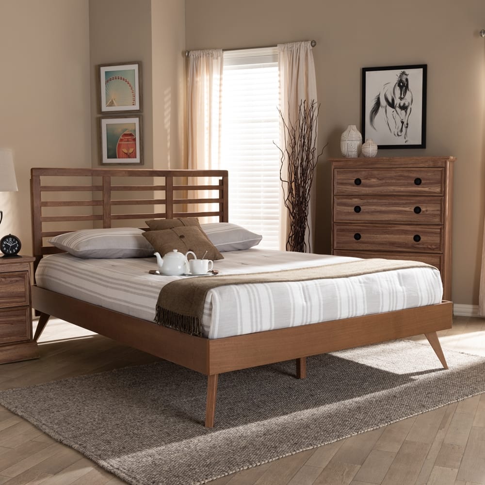 Baxton Studio - Calisto Full Size Bed in Ash Walnut - Calisto-Ash Walnut-Full view 7