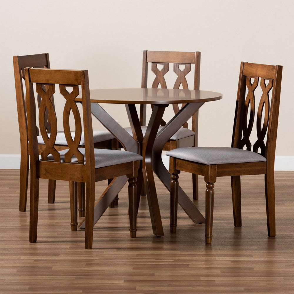 Baxton Studio - Callie Dining Set in Grey/Walnut - Callie-Grey/Walnut-5PC Dining Set view 8