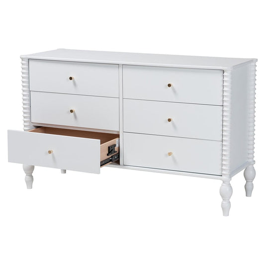 Baxton Studio - Callison Dresser in White - MG9020-White-6DW-Dresser view 2