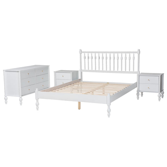 Baxton Studio - Callison Full Bedroom Set in White - Eniola-4PC Bedroom Set-White-Full view 2