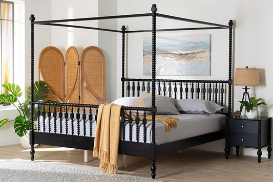 Baxton Studio - Callison King Size Bed - MG0259-2-Black-King-Canopy Bed view 2