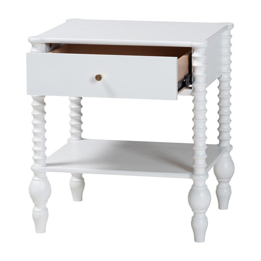 Baxton Studio - Callison Nightstand in White - MG9020-White-1DW-NS view 2