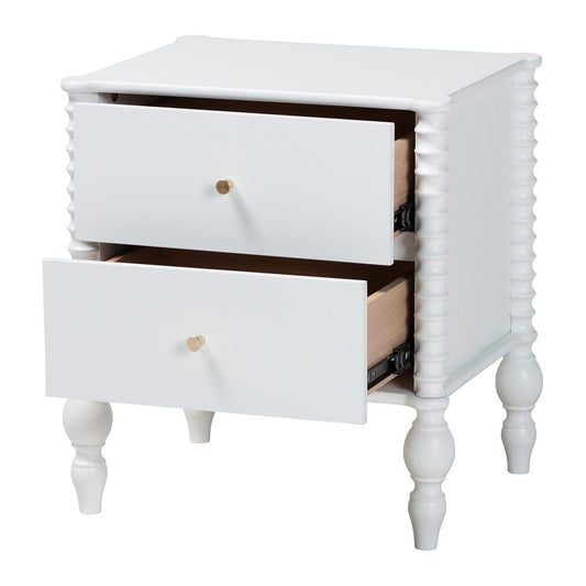 Baxton Studio - Callison Nightstand in White - MG9020-White-2DW-NS view 2