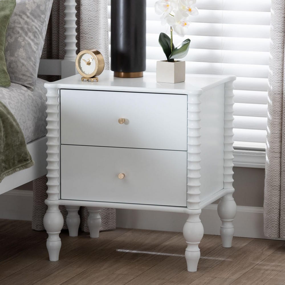 Baxton Studio - Callison Nightstand in White - MG9020-White-2DW-NS view 9