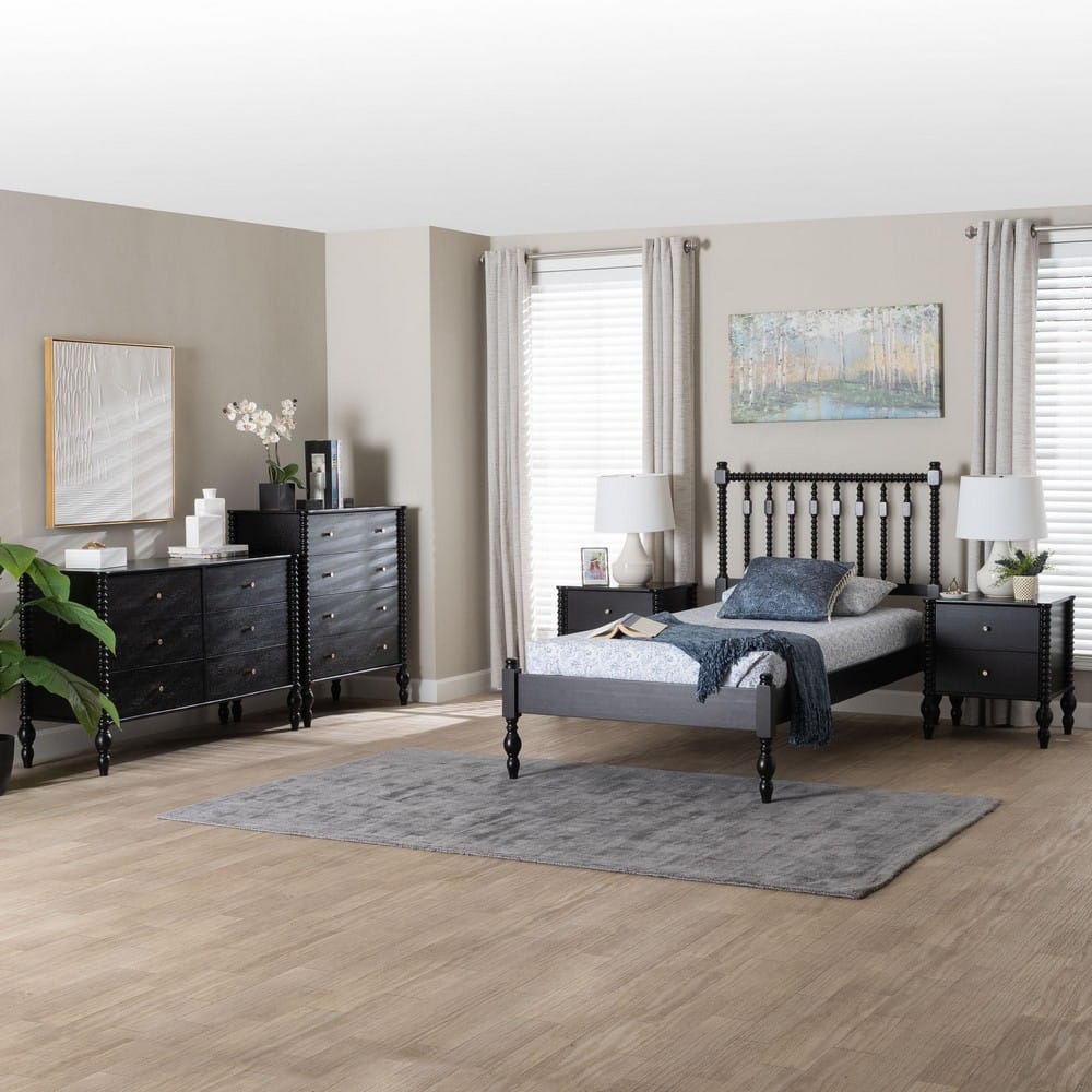 Baxton Studio - Callison Twin Bedroom Set in Black - Eniola-5PC Bedroom Set-Black-Twin view 11