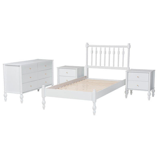 Baxton Studio - Callison Twin Bedroom Set in White - Eniola-4PC Bedroom Set-White-Twin view 2