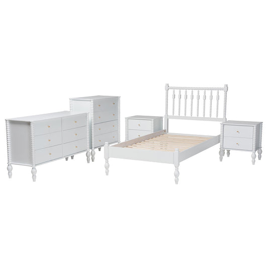 Baxton Studio - Callison Twin Bedroom Set in White - Eniola-5PC Bedroom Set-White-Twin view 2