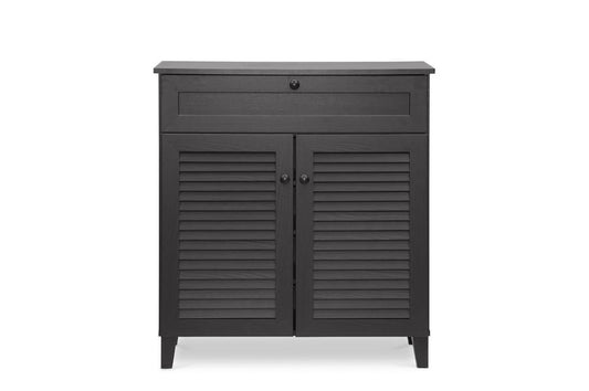 Baxton Studio - Calvin Shoe Cabinet in Dark Brown - FP-02LV-Espresso view 2