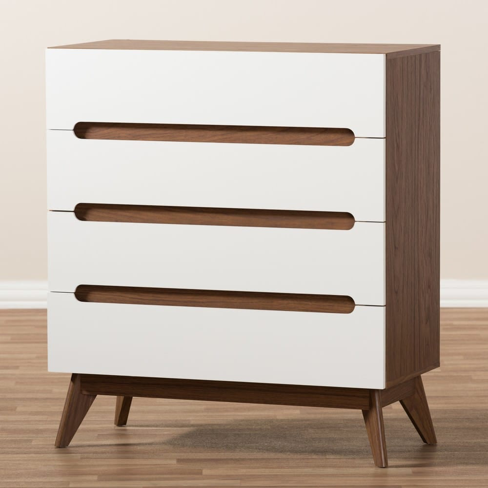 Baxton Studio - Calypso Chest in White/"Walnut" Brown - Calypso-Walnut/White-4DW-Chest view 7