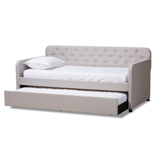 Baxton Studio - Camelia Twin Size Daybed in Beige - Camelia-Beige-Daybed view 2