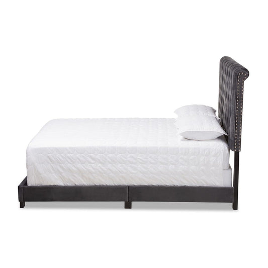Baxton Studio - Candace Full Size Bed in Dark Grey - Candace-Grey-Full view 2