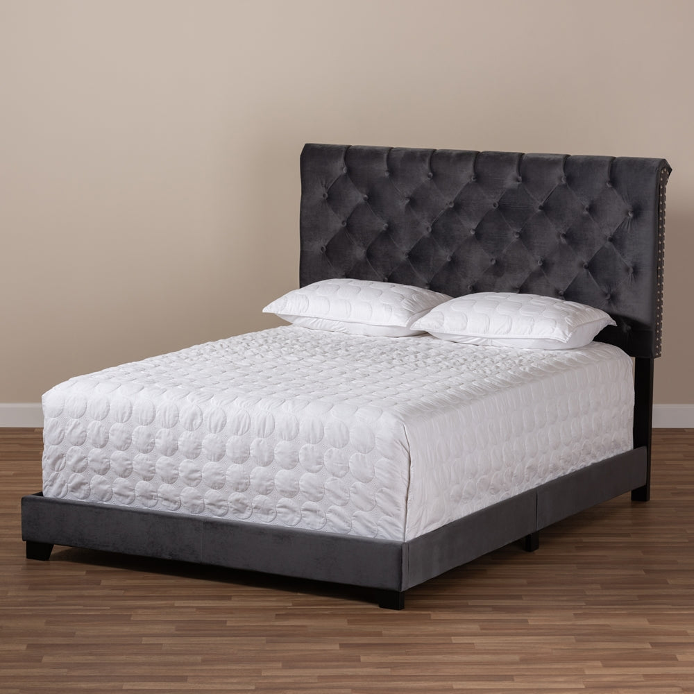 Baxton Studio - Candace King Size Bed in Dark Grey - Candace-Grey-King view 6