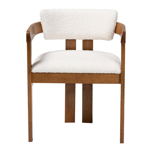 Baxton Studio - Carice Dining Chair in Cream/Walnut Brown - BBT5539-Walnut/Cream-DC view 2