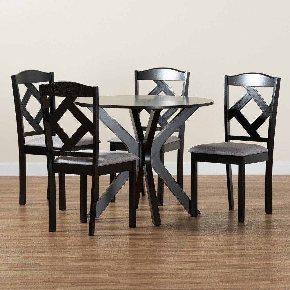 Baxton Studio - Carlin Dining Set in Grey/Dark Brown - Carlin-Grey/Dark Brown-5PC Dining Set view 9