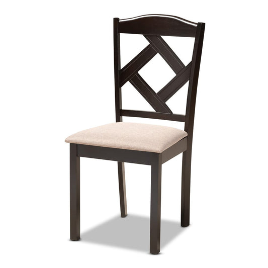 Baxton Studio - Carlin Dining Set in Sand/Dark Brown - Carlin-Sand/Dark Brown-7PC Dining Set view 2