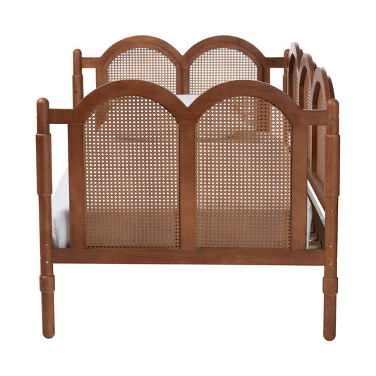 Baxton Studio - Carmiya Twin Size Daybed in Walnut Brown/Light Brown - MG0211-Walnut Rattan-Daybed-Twin view 2