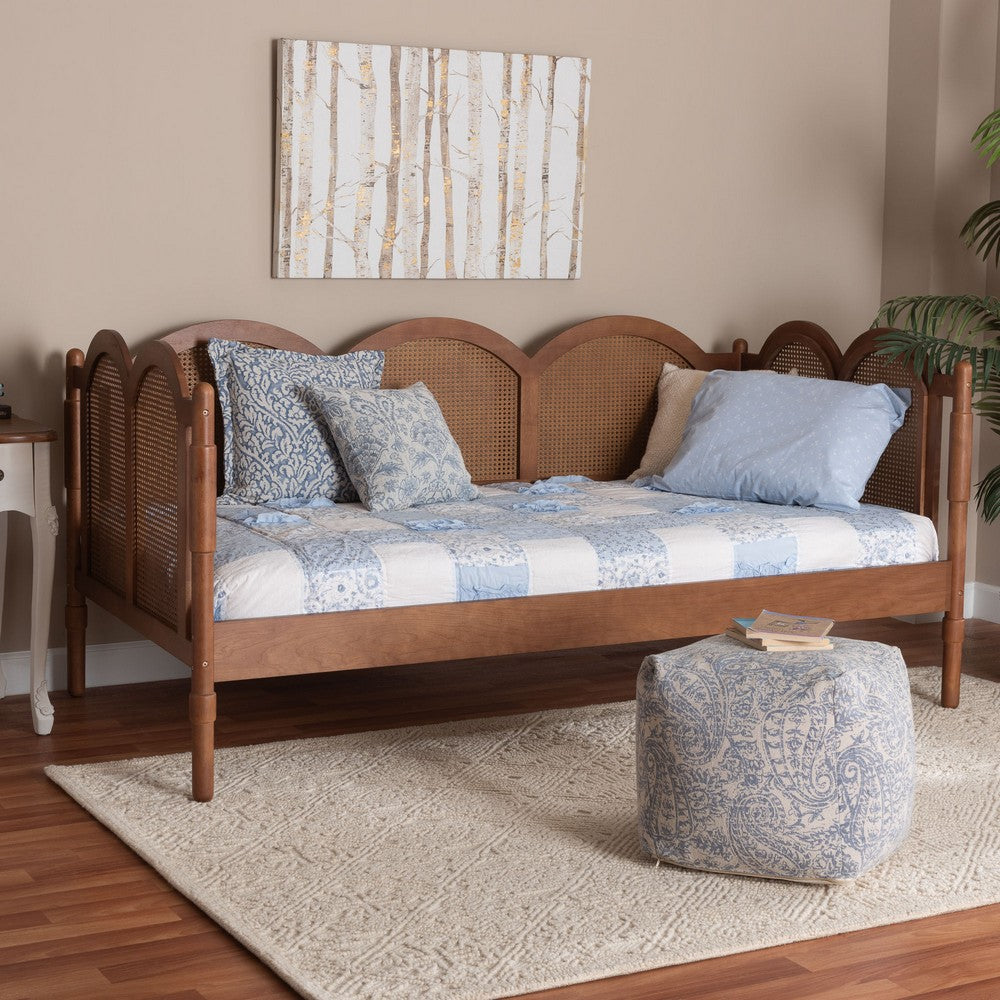 Baxton Studio - Carmiya Twin Size Daybed in Walnut Brown/Light Brown - MG0211-Walnut Rattan-Daybed-Twin view 7