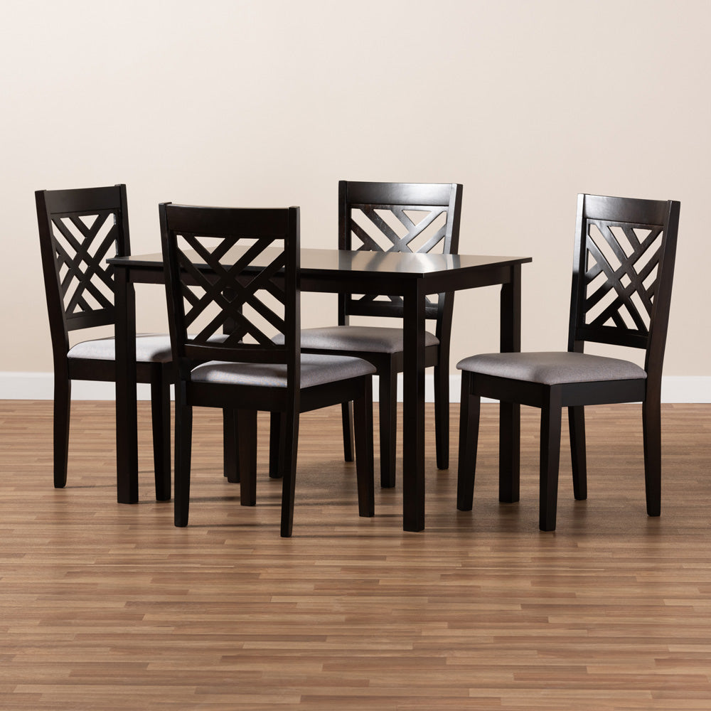 Baxton Studio - Caron Dining Set in Gray/Espresso - RH317C-Grey/Dark Brown-5PC Dining Set view 4