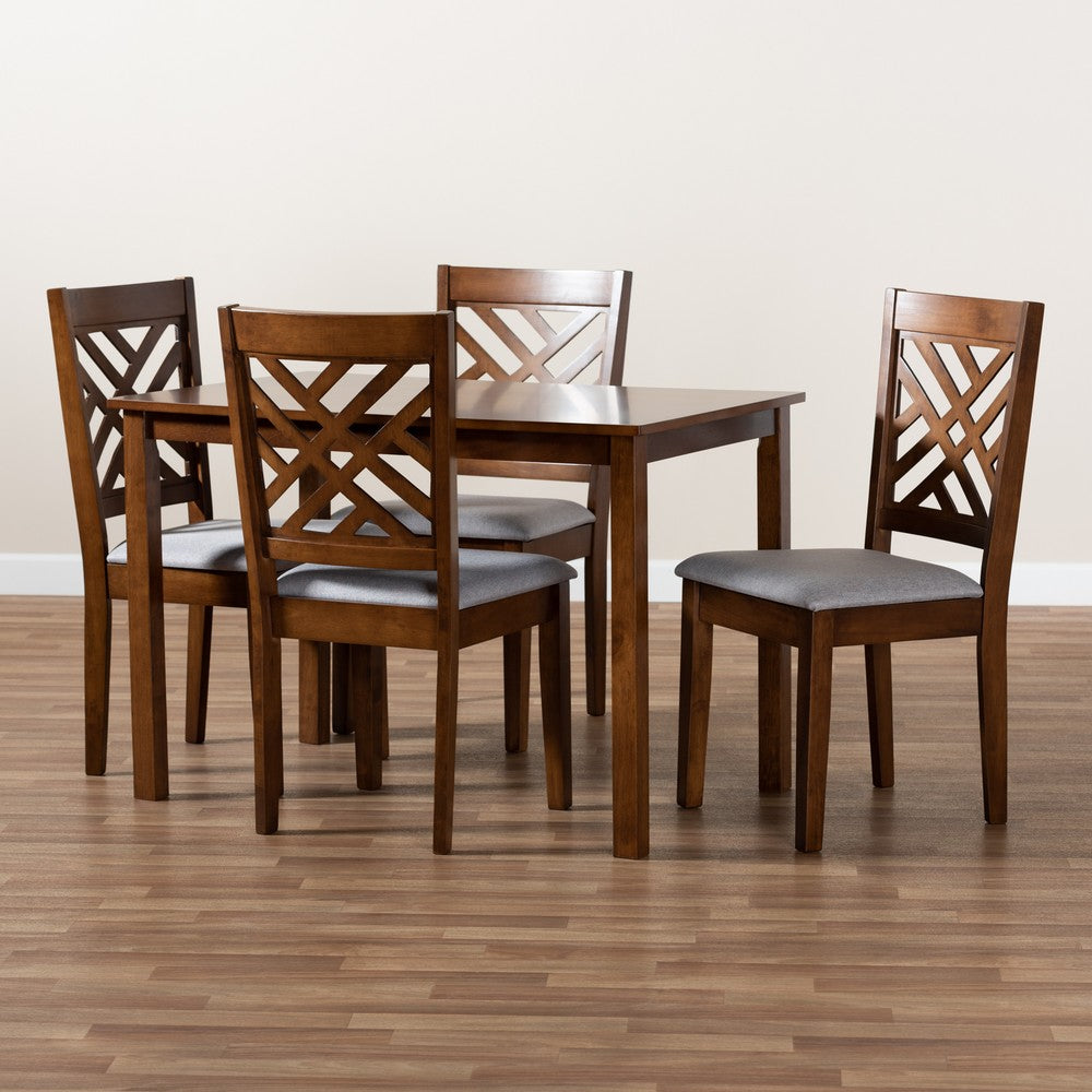 Baxton Studio - Caron Dining Set in Grey/Walnut - RH317C-Grey/Walnut-5PC Dining Set view 8