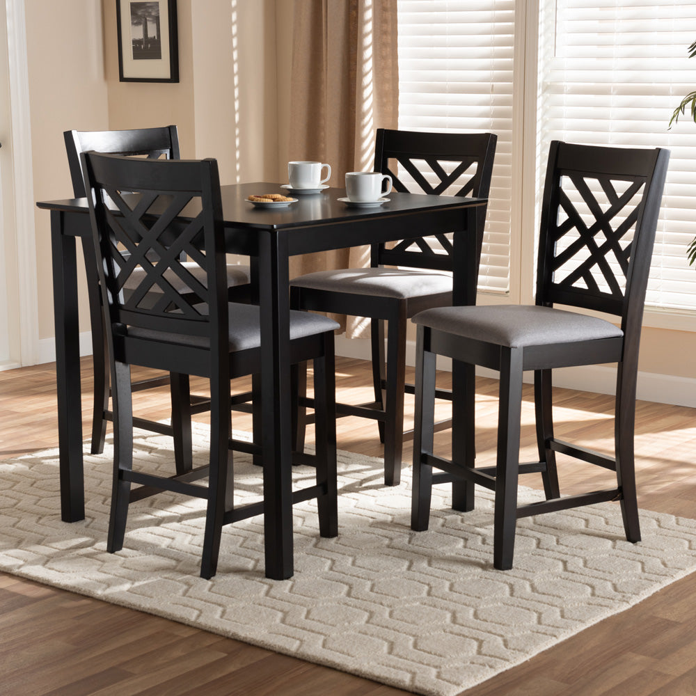 Baxton Studio - Caron Pub Set in Gray/Espresso - RH317P-Grey/Dark Brown-5PC Pub Set view 6