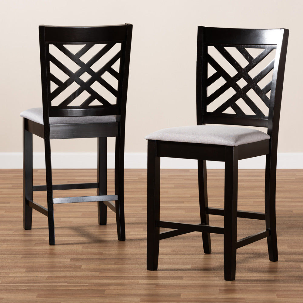 Baxton Studio - Caron Set of 2 Counter Stools in Gray/Espresso - RH317P-Grey/Dark Brown-PC view 6