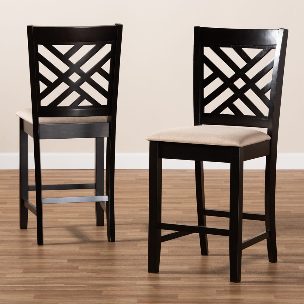 Baxton Studio - Caron Set of 2 Counter Stools in Sand Brown/Espresso - RH317P-Sand/Dark Brown-PC view 6
