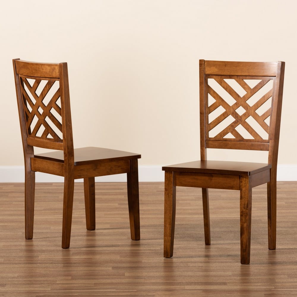 Baxton Studio - Caron Set of 2 Dining Chairs in Walnut Brown - RH317C-Walnut Wood Flat Seat-DC-2PK view 7