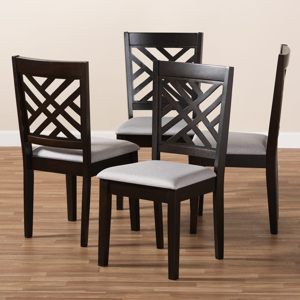 Baxton Studio - Caron Set of 4 Dining Chairs in Gray/Espresso - RH317C-Grey/Dark Brown-DC-4PK view 6