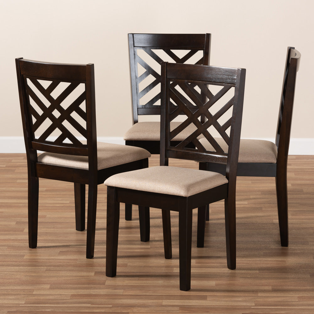 Baxton Studio - Caron Set of 4 Dining Chairs in Sand Brown/Espresso - RH317C-Sand/Dark Brown-DC-4PK view 6