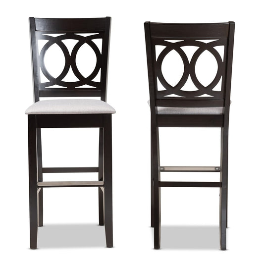 Baxton Studio - Carson Set of 2 Bar Stools in Grey/Espresso Brown - RH315B-Grey/Dark Brown-BS view 2