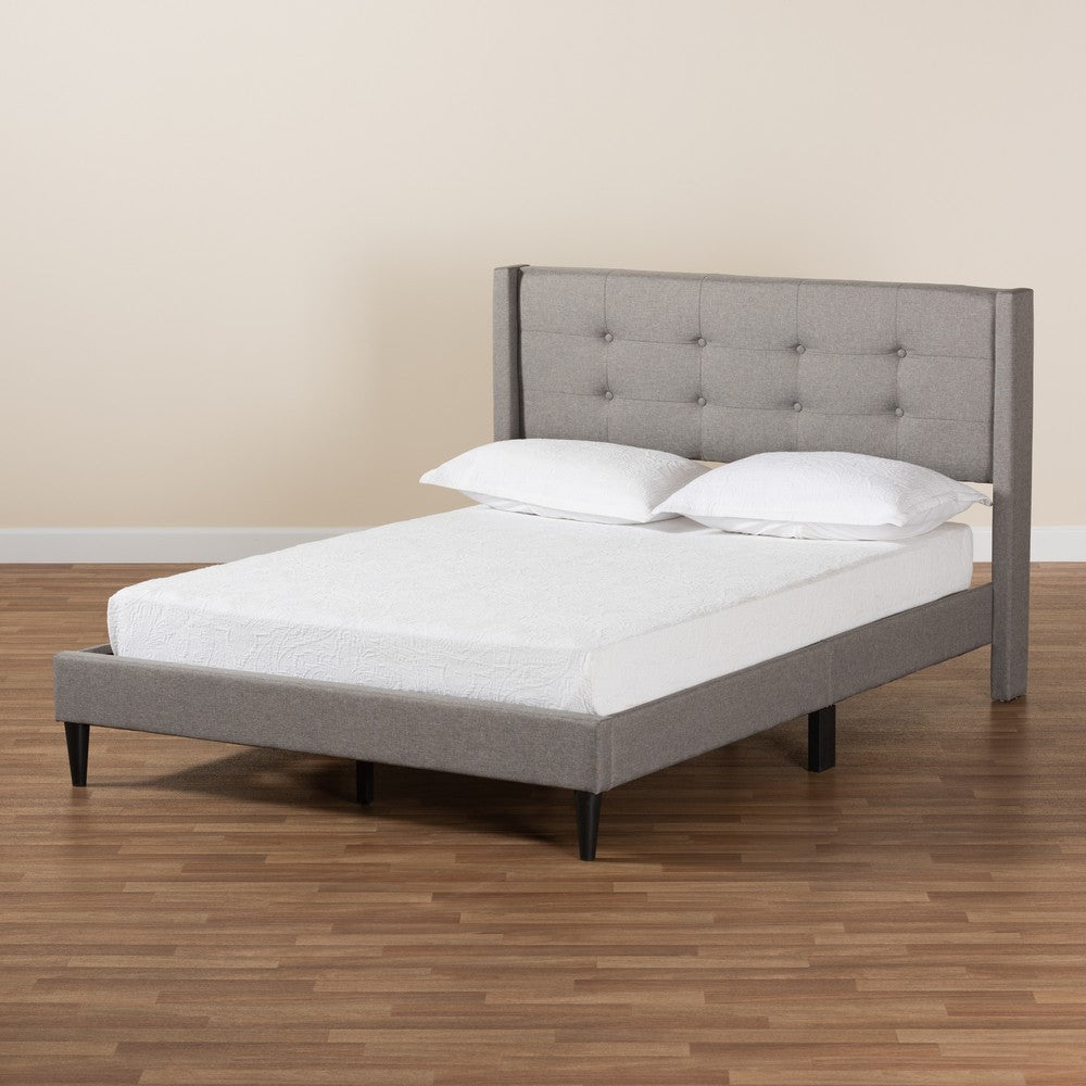 Baxton Studio - Casol Full Size Bed in Grey - CF 9272-C-Vele-C-Grey-Full view 8