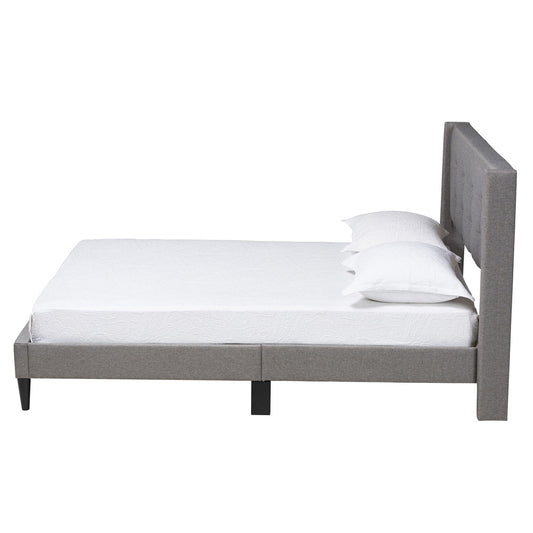 Baxton Studio - Casol Queen Size Bed in Grey - CF 9272-C-Vele-C-Grey-Queen view 2