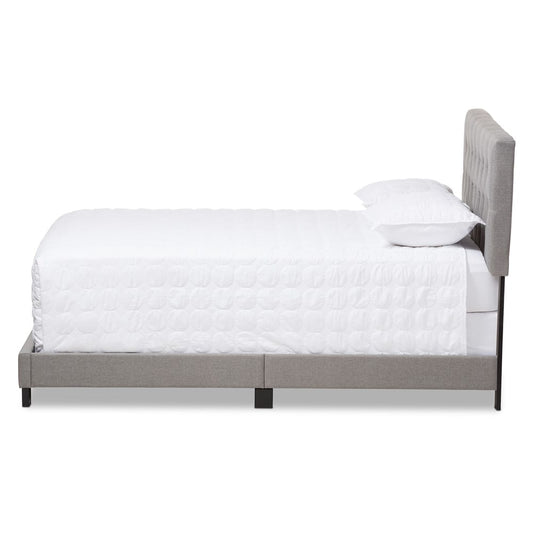 Baxton Studio - Cassandra Queen Size Bed in Light Grey - CF8747-I-Light Grey-Queen view 2