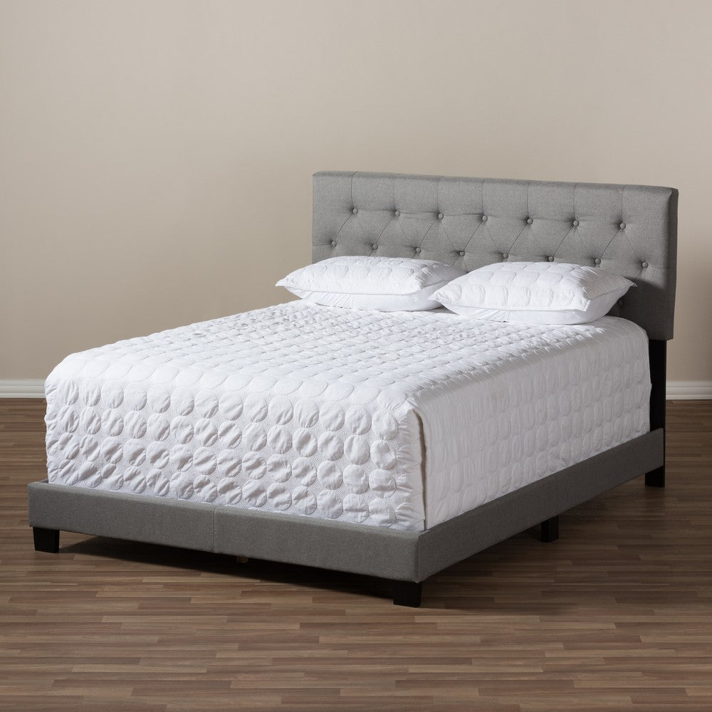 Baxton Studio - Cassandra Queen Size Bed in Light Grey - CF8747-I-Light Grey-Queen view 7