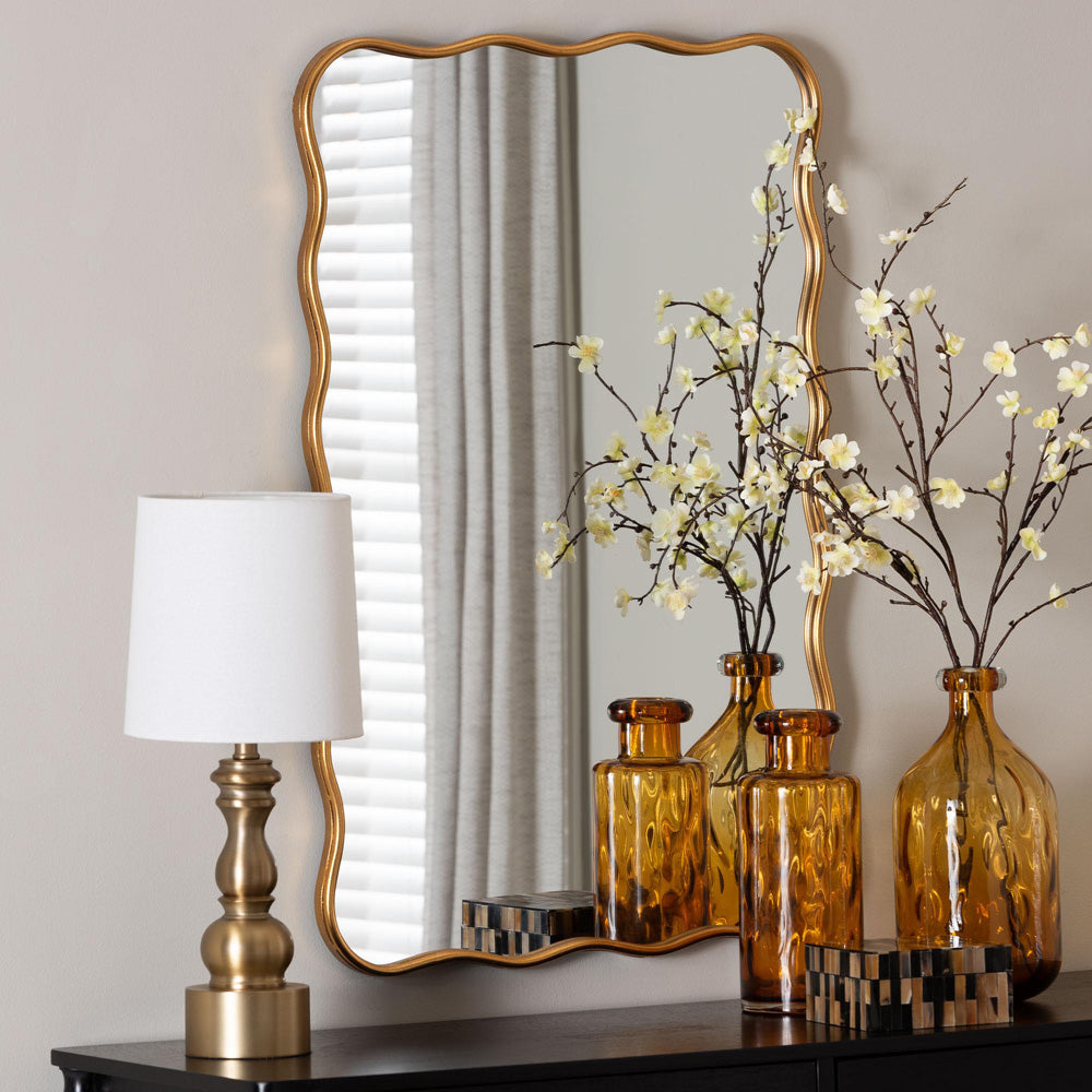 Baxton Studio - Cassara Mirror in Antique Goldleaf - RXW-10969-Mirror view 3