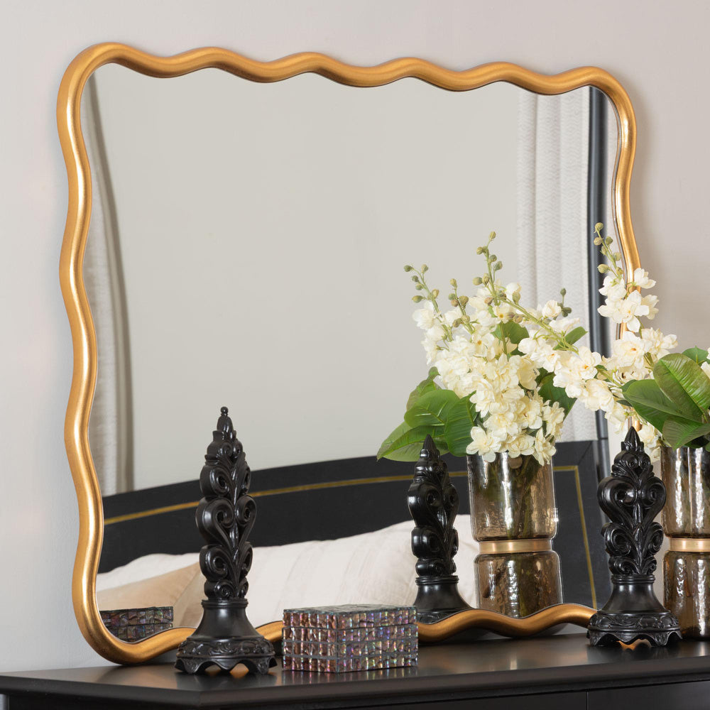 Baxton Studio - Cassara Mirror in Antique Goldleaf - RXW-10997-Wall Mirror view 4