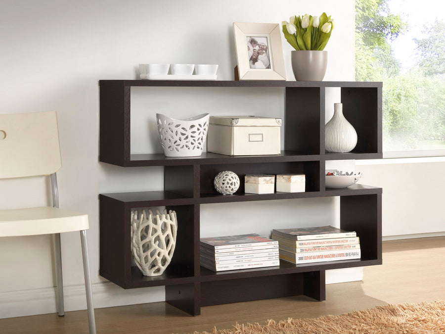 Baxton Studio - Cassidy Bookshelf in Dark Brown - FP-4DS-Shelf view 3