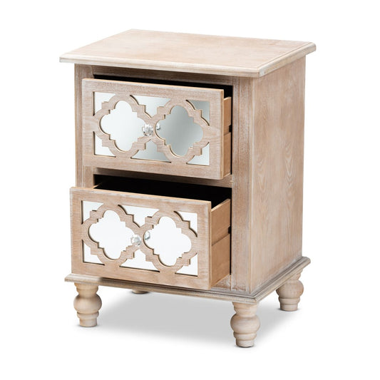 Baxton Studio - Celia End Table in Natural/Mirror - JY17A039-Natural Brown/Silver-ET view 2