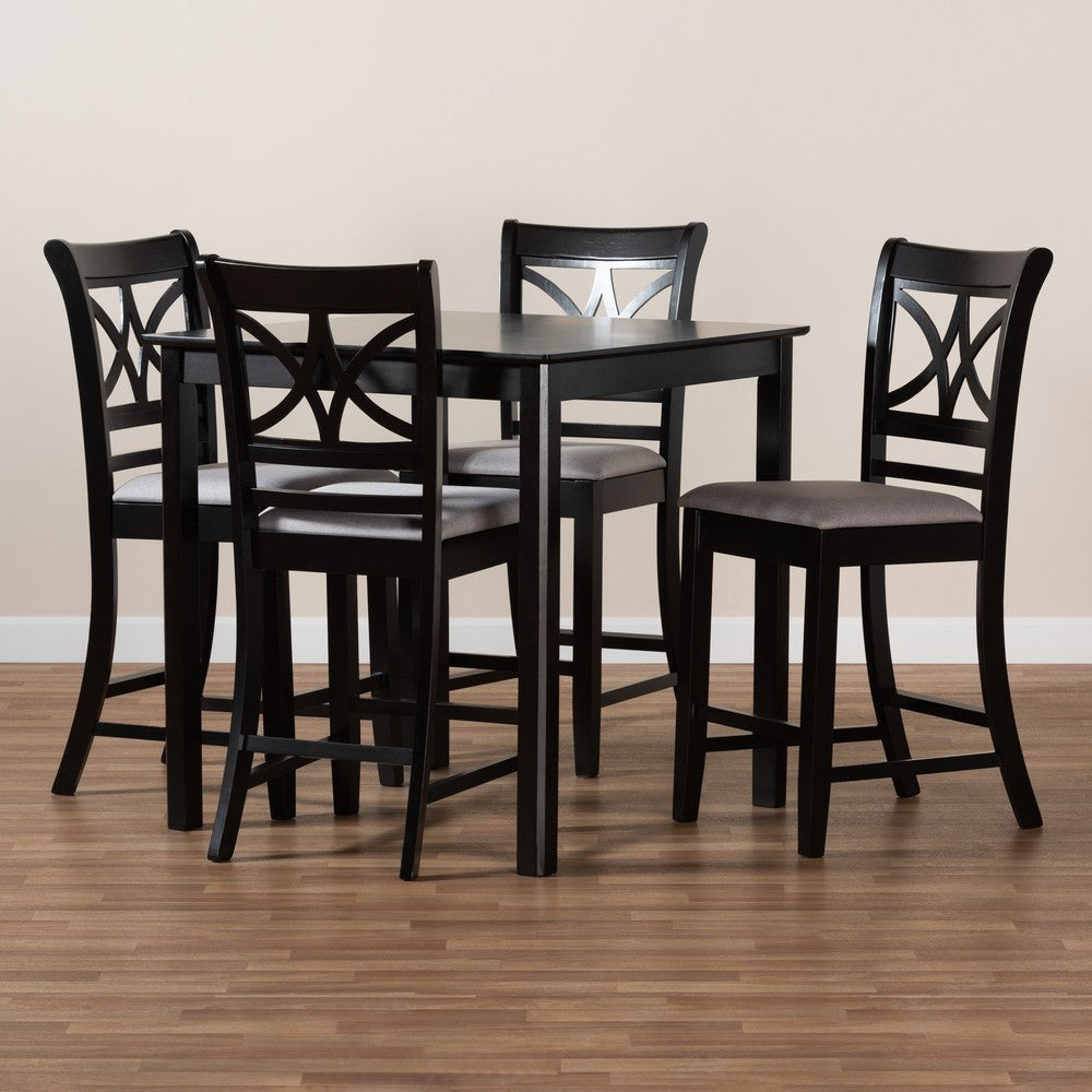 Baxton Studio - Chandler Pub Set in Grey/Espresso brown - RH329P-Grey/Dark Brown-5PC Pub Set view 7