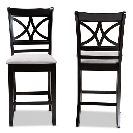 Baxton Studio - Chandler Set of 2 Pub Stools in Grey/Espresso Brown - RH329P-Grey/Dark Brown-PC view 2