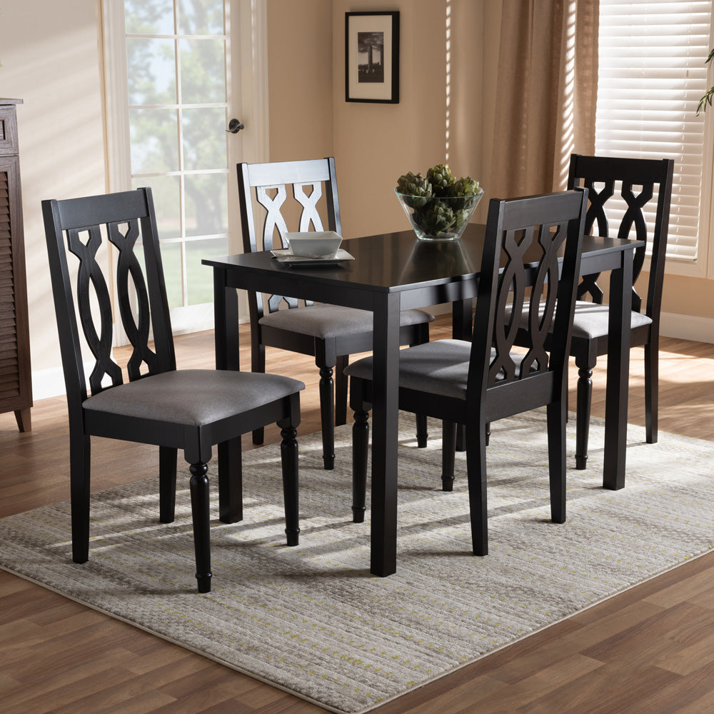 Baxton Studio - Cherese Dining Set in Gray/Espresso - RH334C-Grey/Dark Brown-5PC Dining Set view 6
